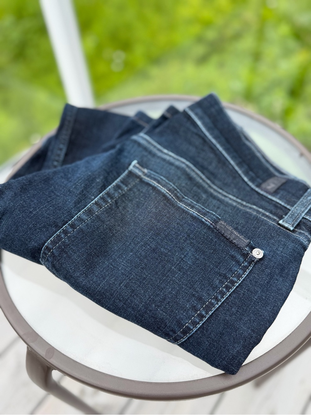 7 For All Mankind Men's Straight Jeans - Dark Blue Denim W34 x L30